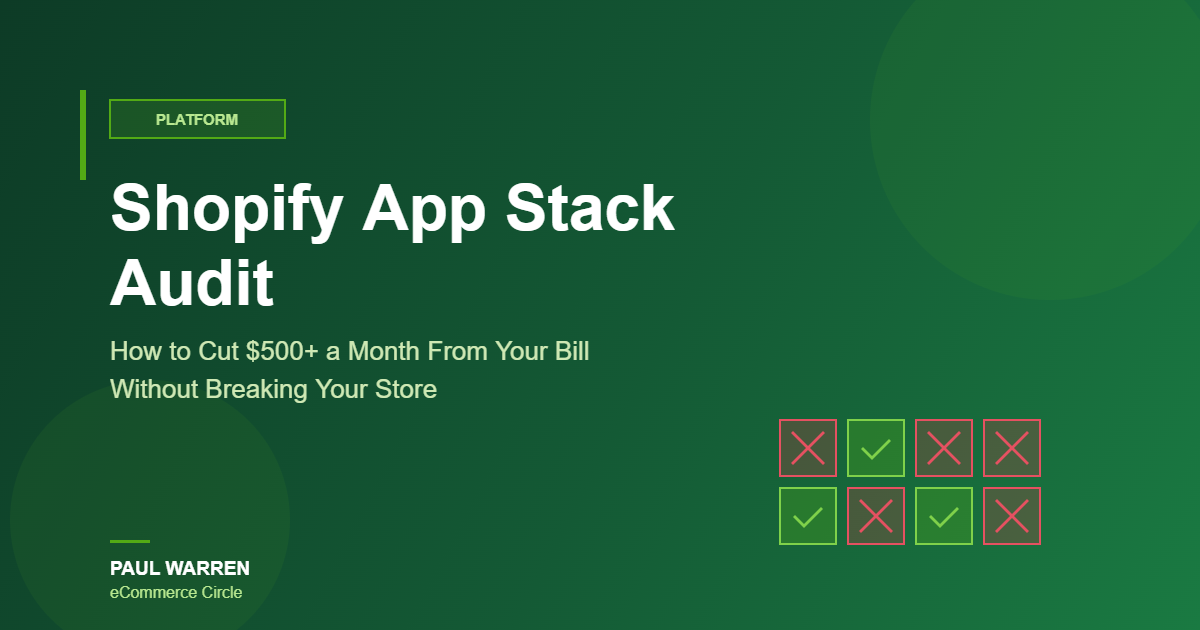 Shopify App Stack Audit cover image showing apps being audited