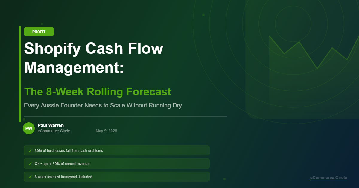 Shopify cash flow management featured image - 8 week rolling forecast for Aussie ecommerce founders