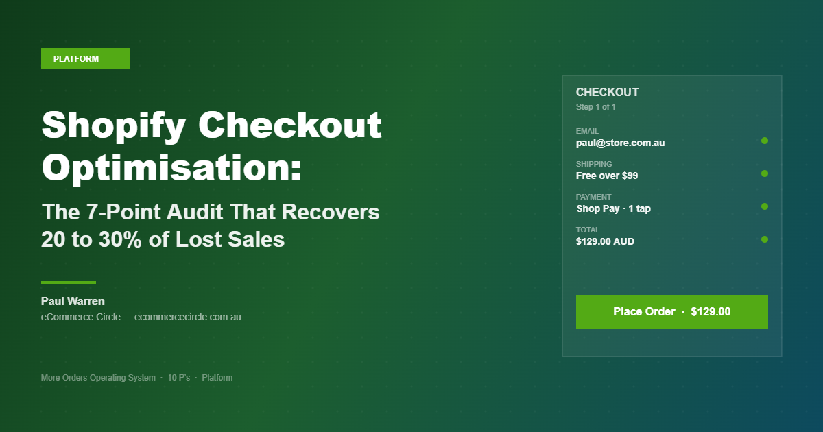 Shopify Checkout Optimisation: The 7-Point Audit That Recovers 20 to 30% of Lost Sales (Without Touching Your Ad Spend)