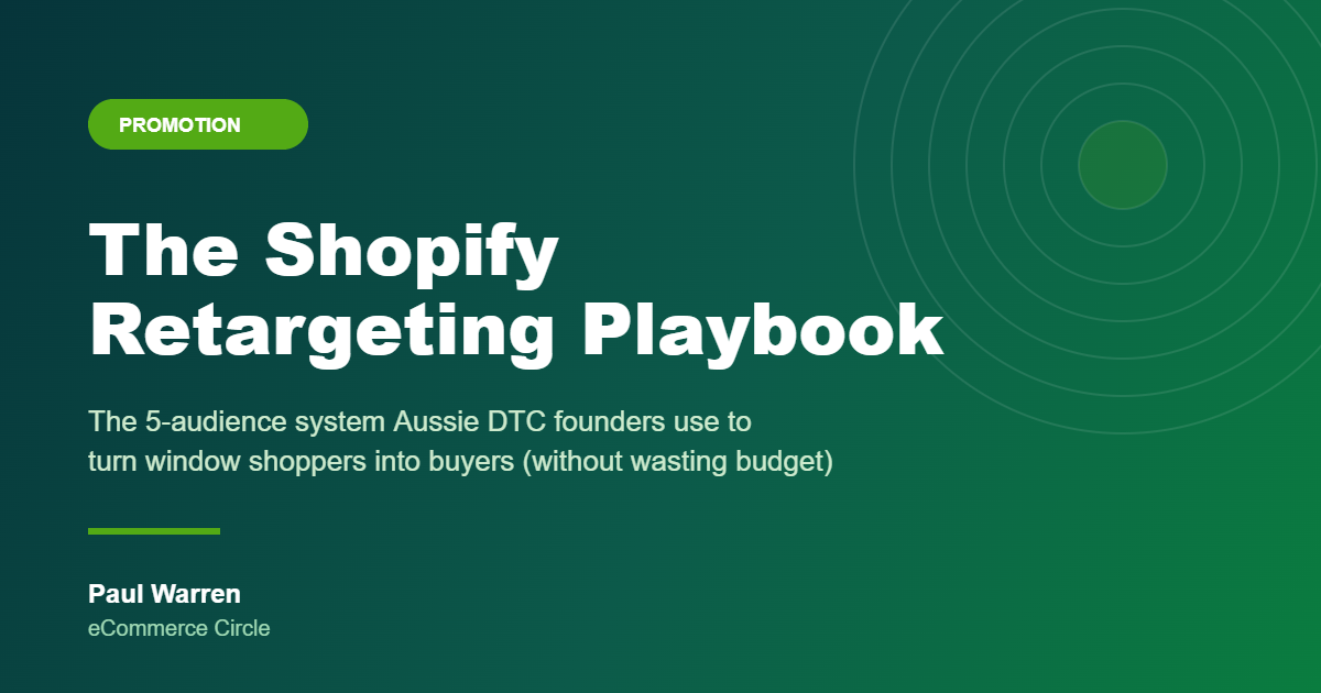 The Shopify Retargeting Playbook featured image, eCommerce Circle, Promotion