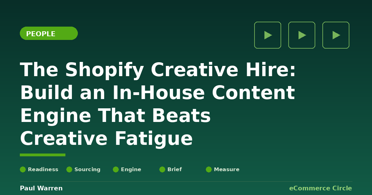 The Shopify Creative Hire: When to Build an In-House Content Engine (and the 5-Role System Aussie DTC Founders Use to Beat Creative Fatigue Without Burning Cash)