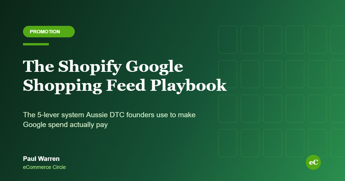 The Shopify Google Shopping Feed Playbook featured image, eCommerce Circle, Promotion