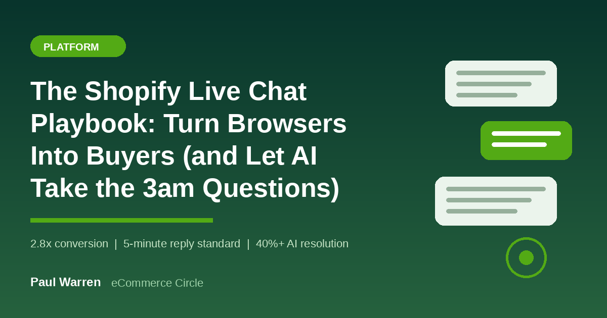 The Shopify Live Chat Playbook featured image with Platform category badge