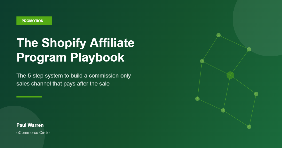 The Shopify Affiliate Program Playbook featured image with Promotion category badge