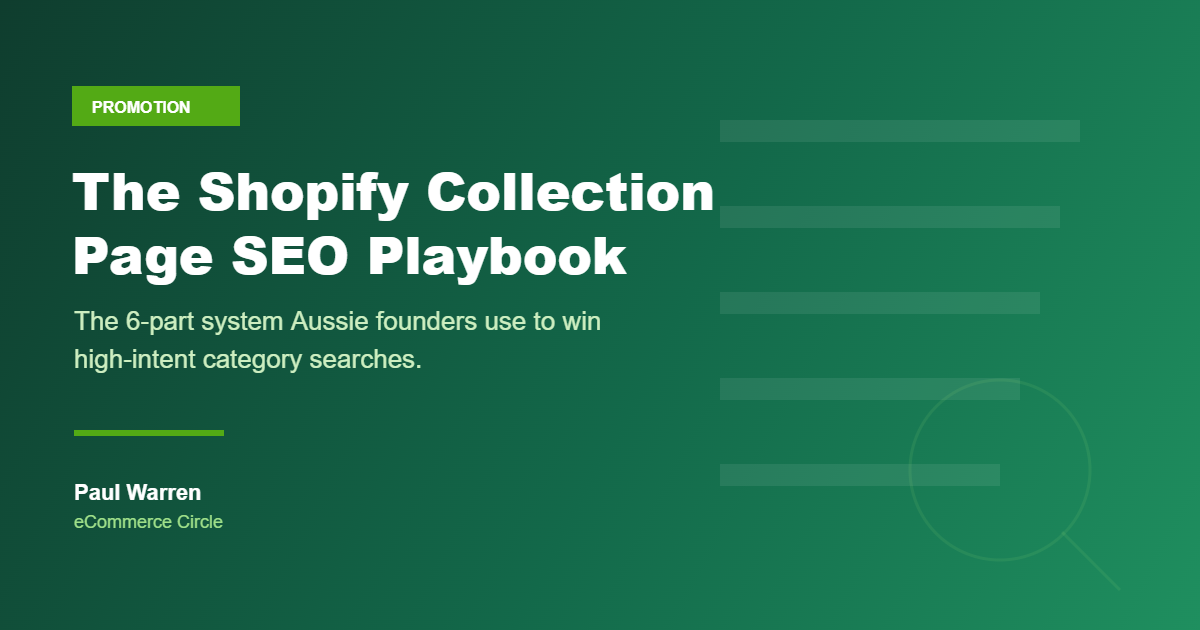 The Shopify Collection Page SEO Playbook featured image, eCommerce Circle, Promotion category