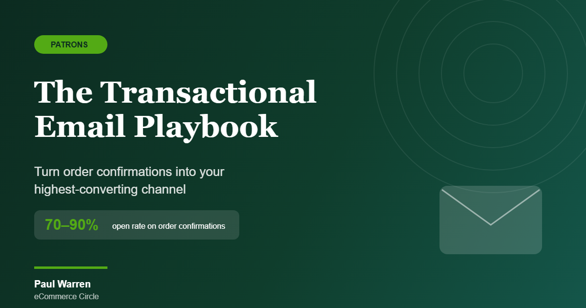 The Transactional Email Playbook featured image, eCommerce Circle, Patrons