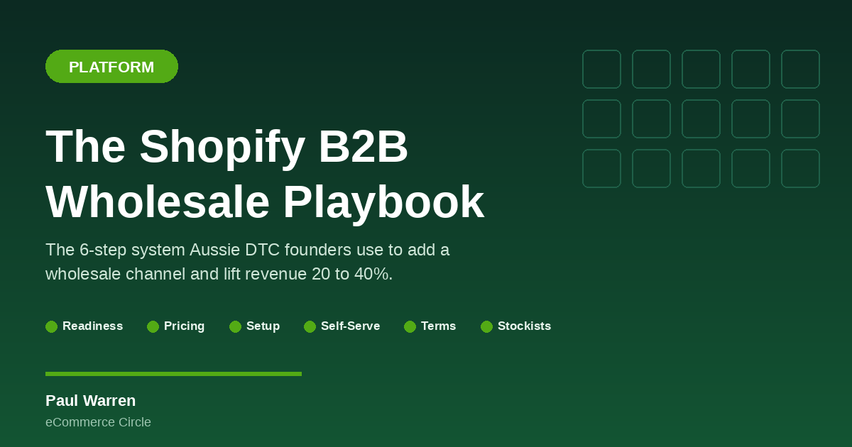 The Shopify B2B Wholesale Playbook: The 6-Step System Aussie DTC Founders Use to Add a Wholesale Channel That Lifts Revenue 20 to 40% (Without Cannibalising DTC Margin or Drowning in Order Admin)