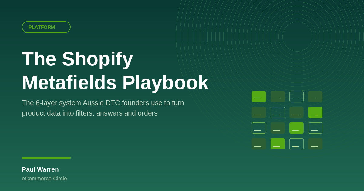 The Shopify Metafields Playbook: The 6-Layer System Aussie DTC Founders Use to Turn Product Data Into Filters, Answers and Orders