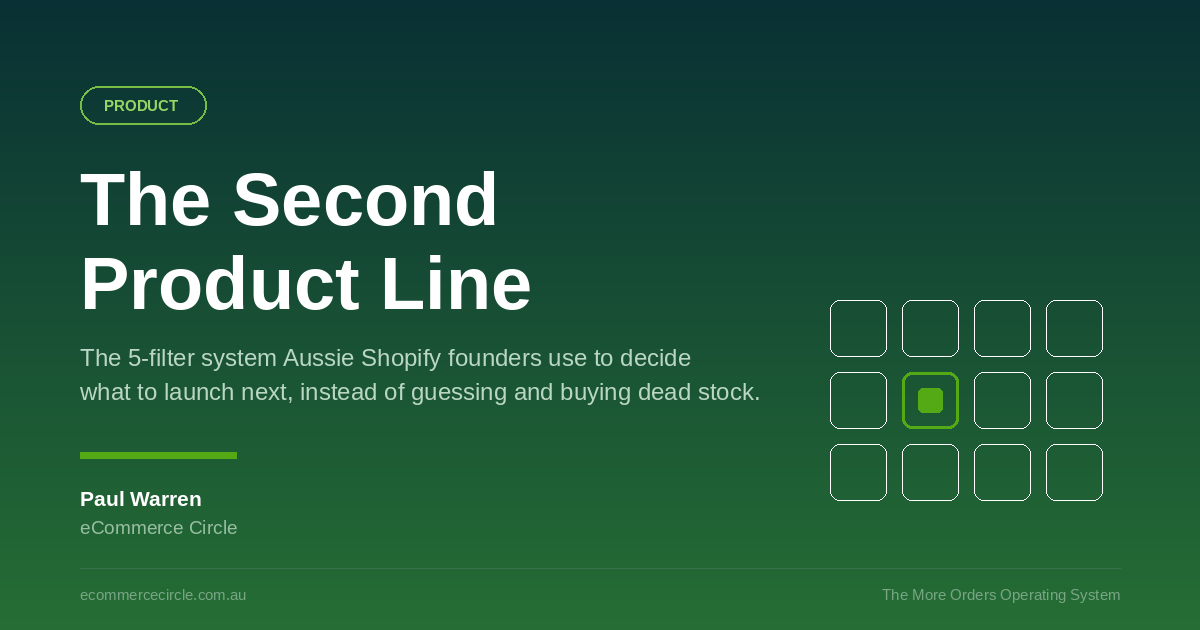 The Second Product Line: The 5-Filter System Aussie Shopify Founders Use to Decide What to Launch Next (Instead of Guessing and Buying Dead Stock)