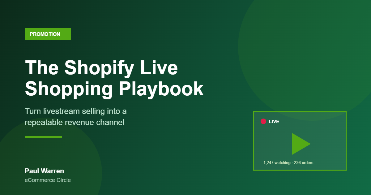 The Shopify Live Shopping Playbook featured image, eCommerce Circle, Promotion