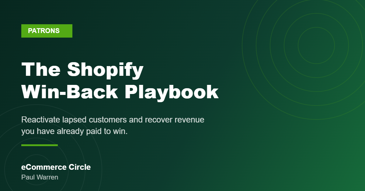 Shopify Win-Back Playbook featured image, eCommerce Circle Patrons