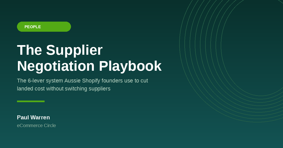 The Supplier Negotiation Playbook: The 6-Lever System Aussie Shopify Founders Use to Cut Landed Cost