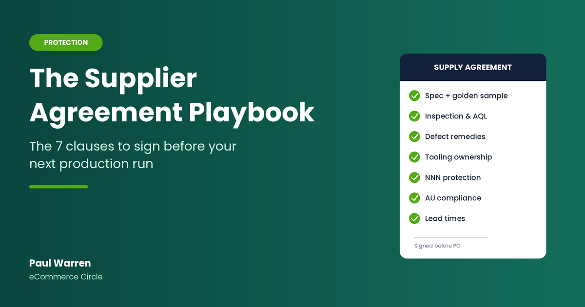The Supplier Agreement Playbook featured image, eCommerce Circle