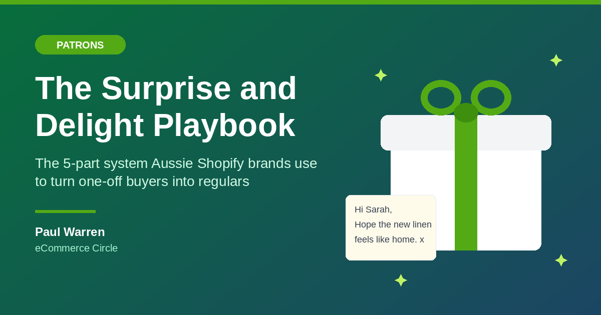 The Surprise and Delight Playbook featured image, Patrons, eCommerce Circle