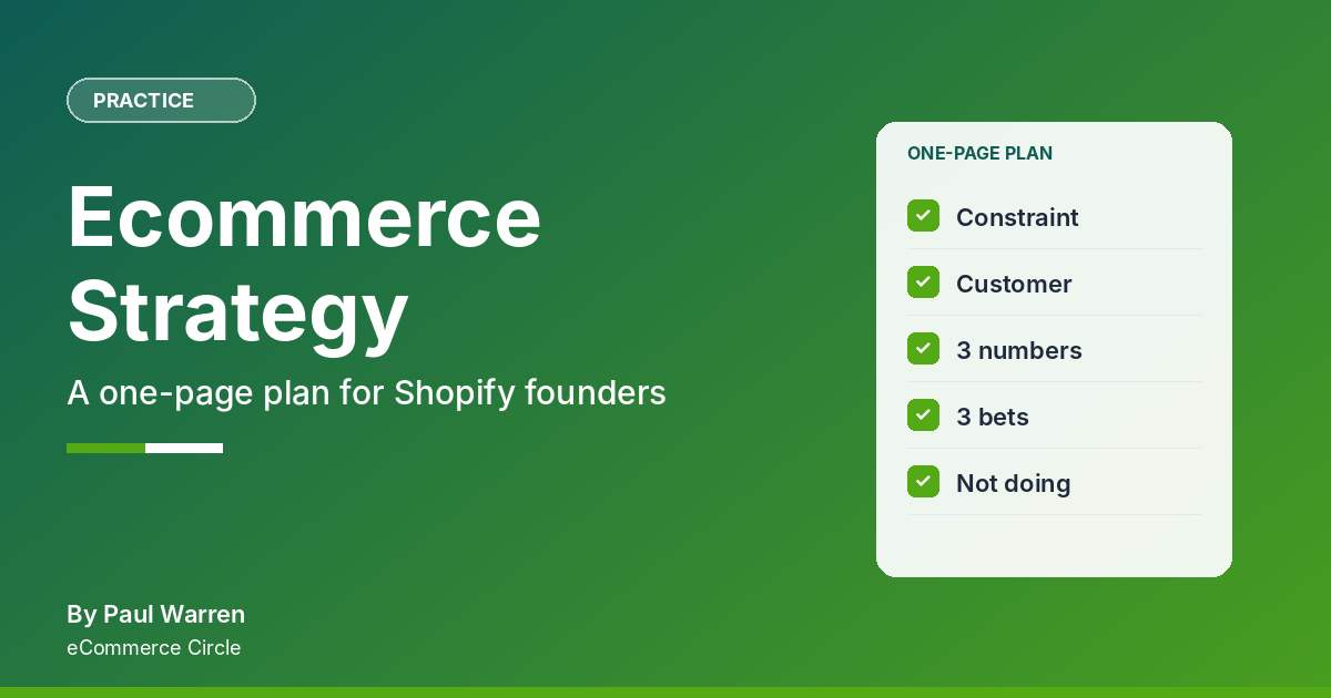 Ecommerce Strategy: A One-Page Plan for Shopify Founders