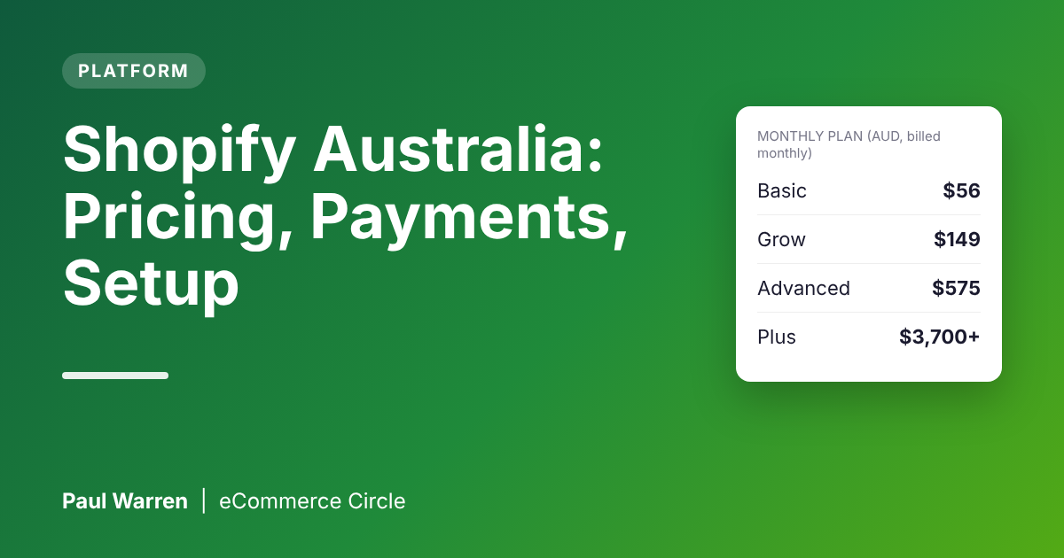 Shopify Australia: Pricing, Payments and Setup Explained
