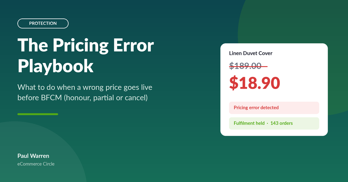 The Pricing Error Playbook: The 5-Step System Aussie Shopify Brands Use When a Wrong Price Goes Live (Before BFCM)
