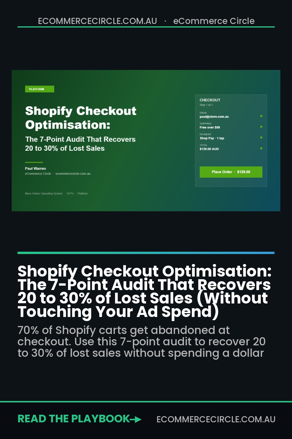 Shopify Checkout Optimisation: The 7-Point Audit That Recovers 20 to 30% of Lost Sales (Without Touching Your Ad Spend)