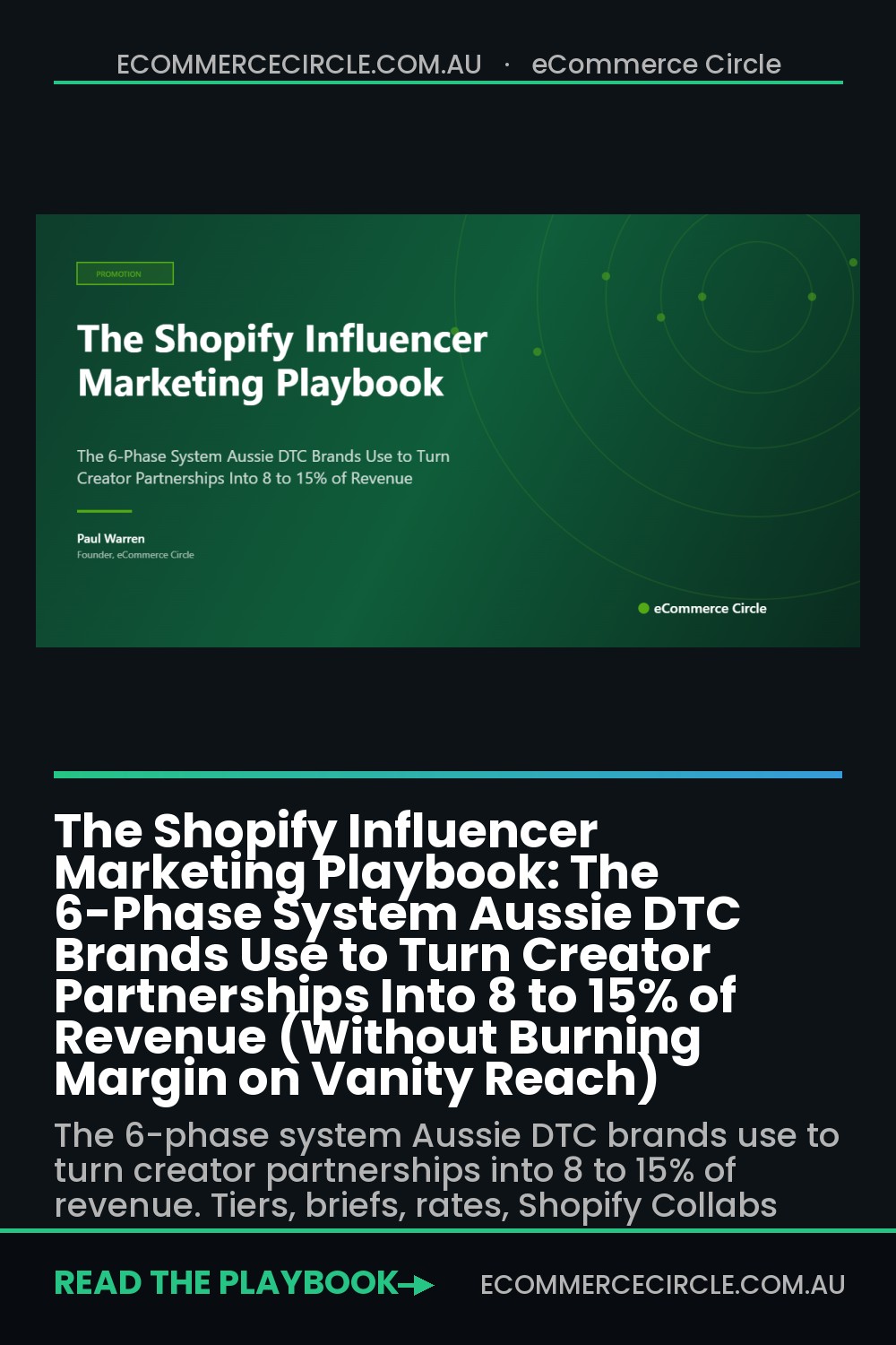 The Shopify Influencer Marketing Playbook: The 6-Phase System Aussie DTC Brands Use to Turn Creator Partnerships Into 8 to 15% of Revenue (Without Burning Margin on Vanity Reach)