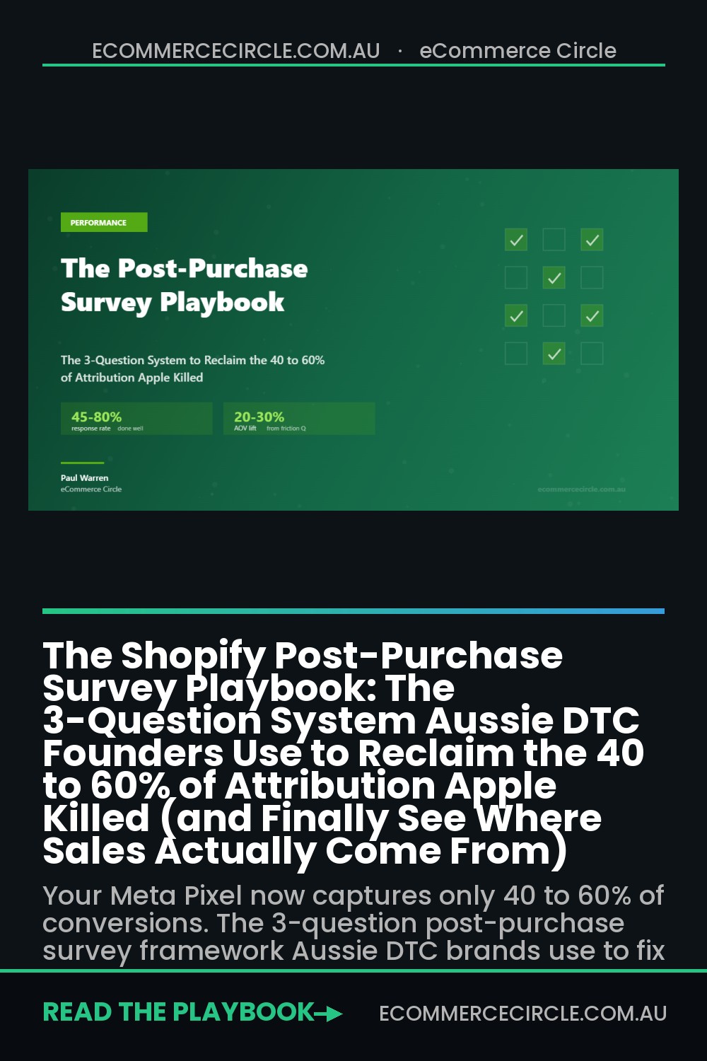 The Shopify Post-Purchase Survey Playbook: The 3-Question System Aussie DTC Founders Use to Reclaim the 40 to 60% of Attribution Apple Killed (and Finally See Where Sales Actually Come From)