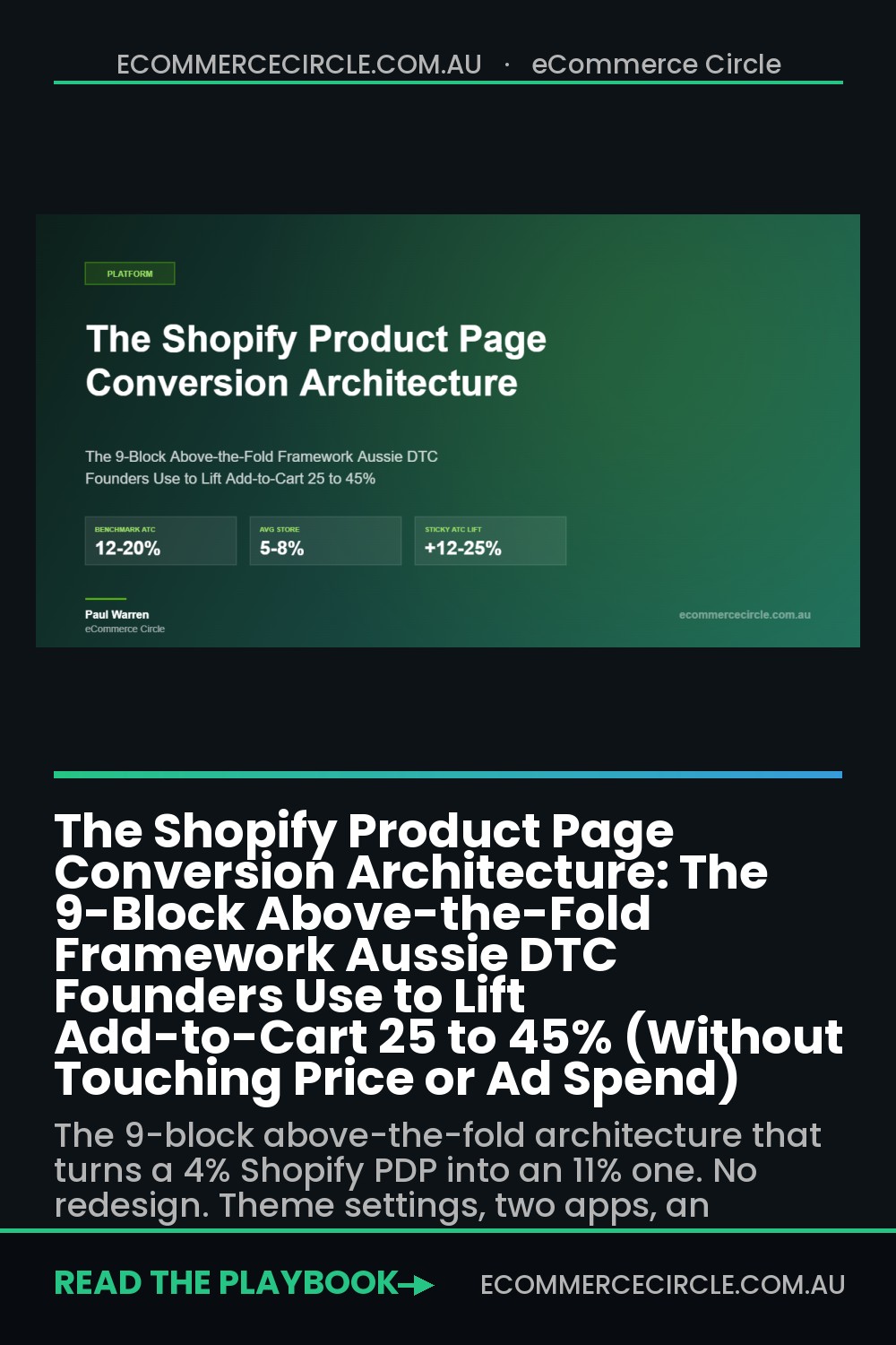 The Shopify Product Page Conversion Architecture: The 9-Block Above-the-Fold Framework Aussie DTC Founders Use to Lift Add-to-Cart 25 to 45% (Without Touching Price or Ad Spend)