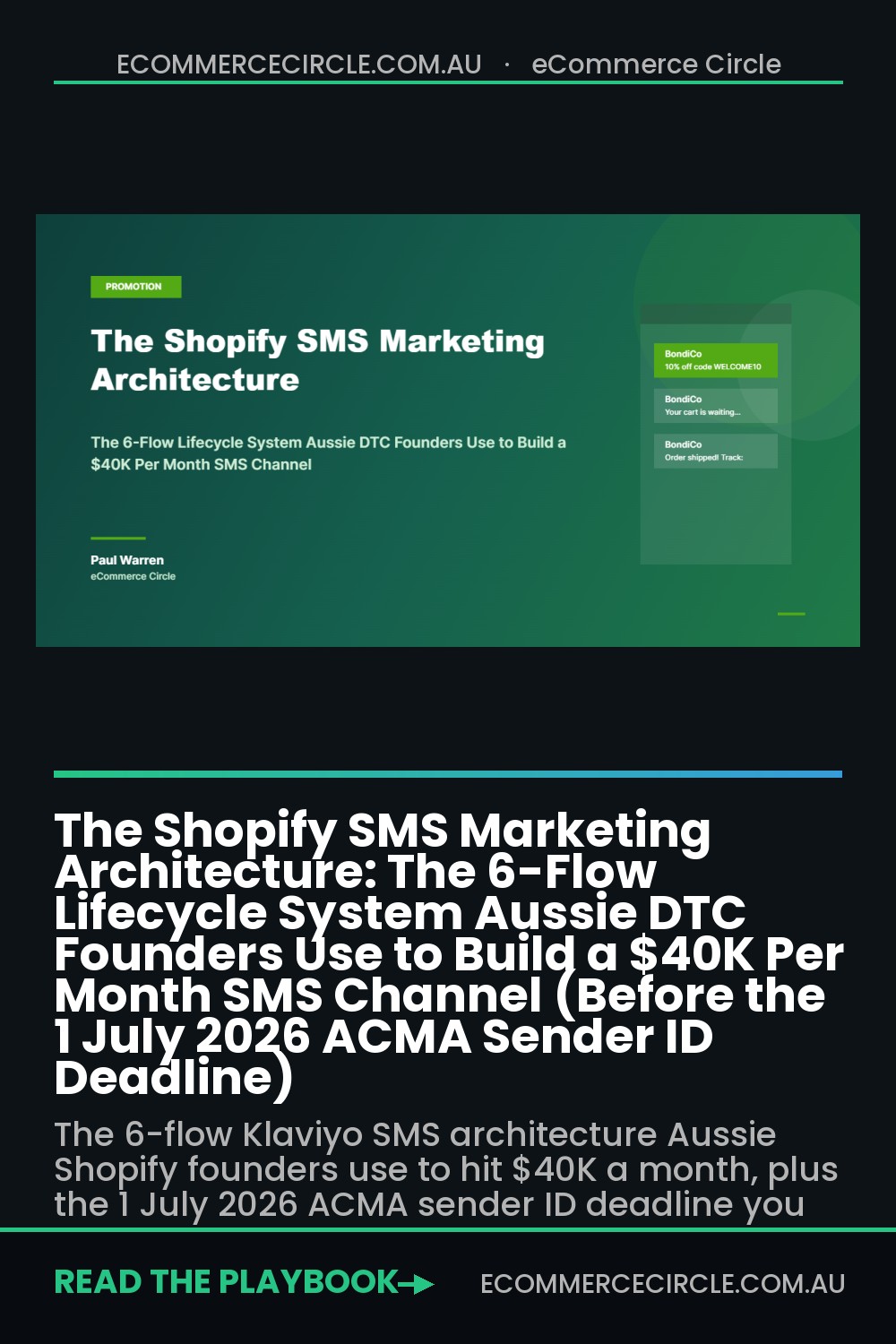 The Shopify SMS Marketing Architecture: The 6-Flow Lifecycle System Aussie DTC Founders Use to Build a $40K Per Month SMS Channel (Before the 1 July 2026 ACMA Sender ID Deadline)