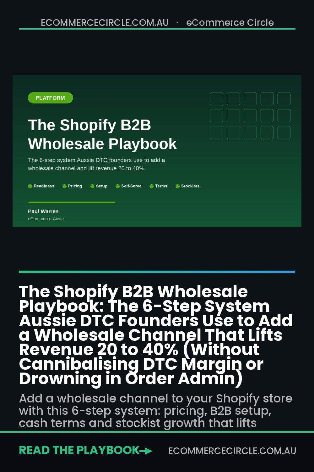 The Shopify B2B Wholesale Playbook: The 6-Step System Aussie DTC Founders Use to Add a Wholesale Channel That Lifts Revenue 20 to 40% (Without Cannibalising DTC Margin or Drowning in Order Admin)