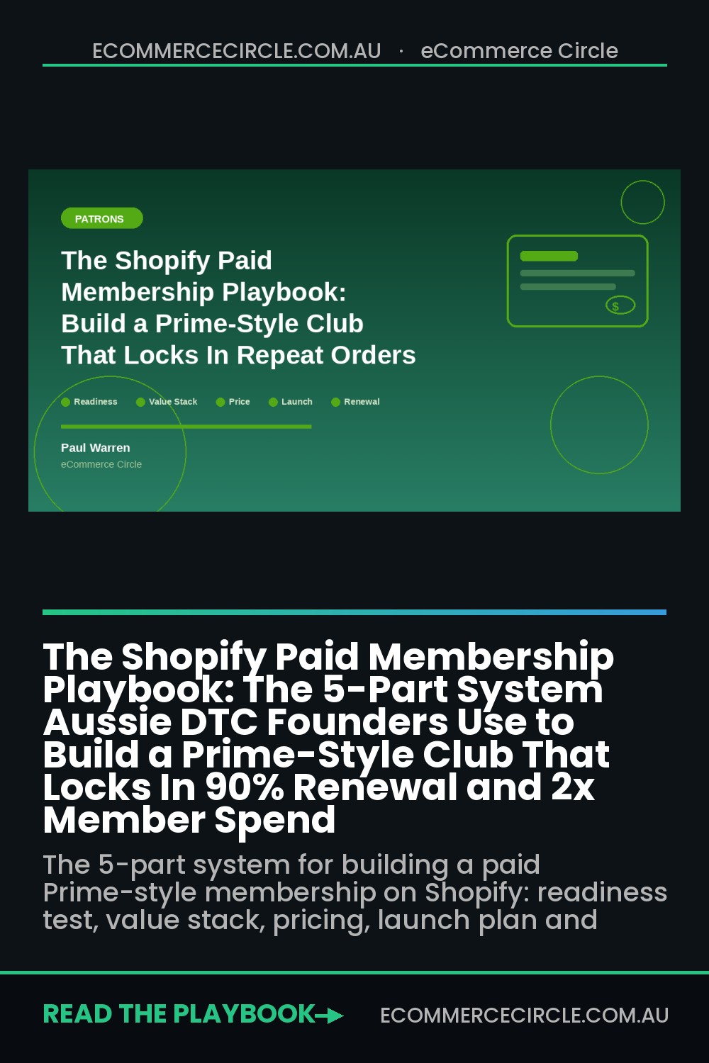 The Shopify Paid Membership Playbook: The 5-Part System Aussie DTC Founders Use to Build a Prime-Style Club That Locks In 90% Renewal and 2x Member Spend