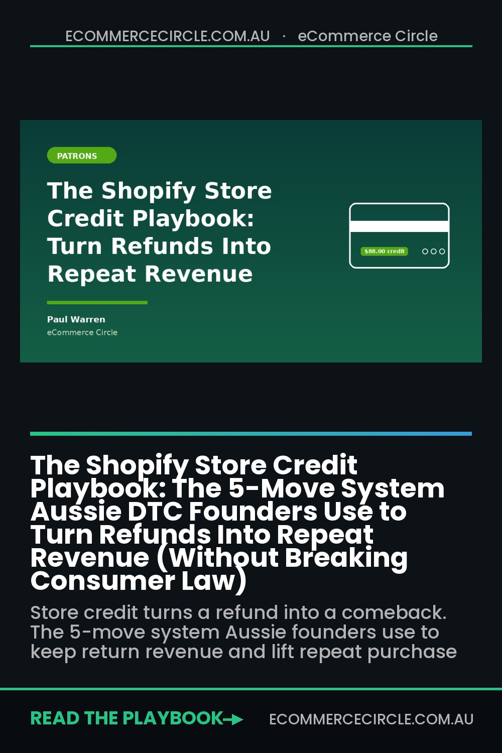The Shopify Store Credit Playbook: The 5-Move System Aussie DTC Founders Use to Turn Refunds Into Repeat Revenue (Without Breaking Consumer Law)