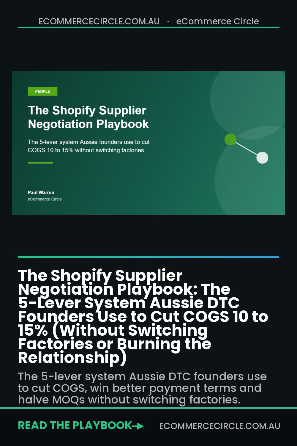 The Shopify Supplier Negotiation Playbook: The 5-Lever System Aussie DTC Founders Use to Cut COGS 10 to 15% (Without Switching Factories or Burning the Relationship)