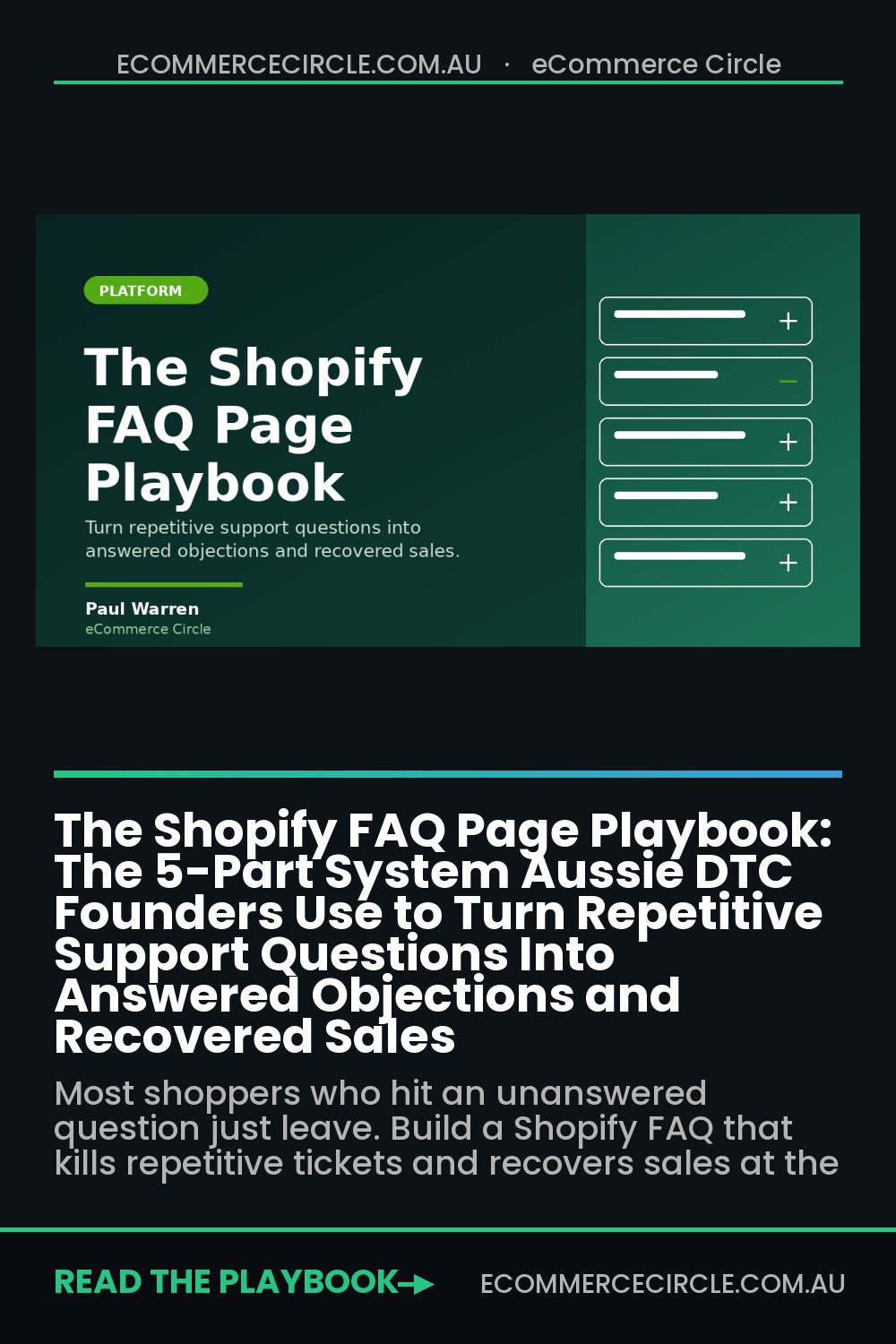 The Shopify FAQ Page Playbook: The 5-Part System Aussie DTC Founders Use to Turn Repetitive Support Questions Into Answered Objections and Recovered Sales