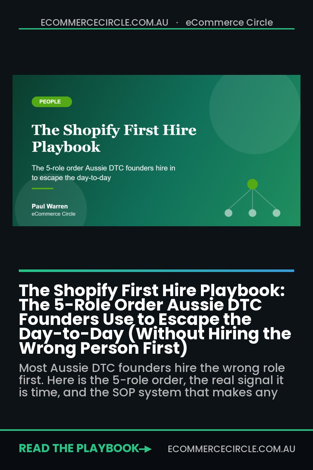 The Shopify First Hire Playbook: The 5-Role Order Aussie DTC Founders Use to Escape the Day-to-Day (Without Hiring the Wrong Person First)