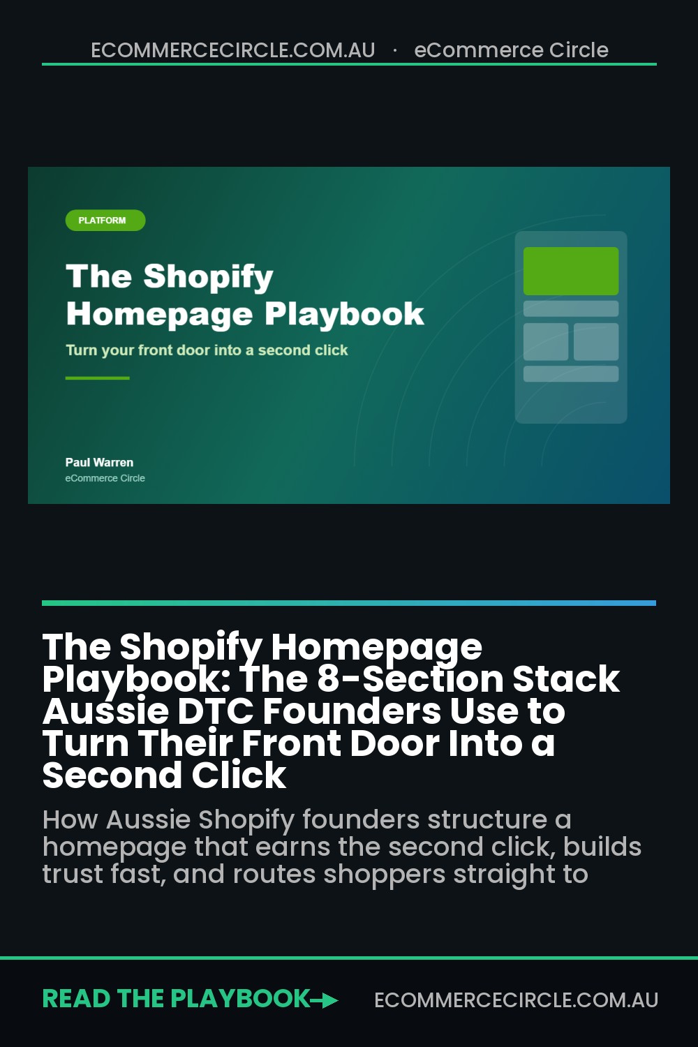 The Shopify Homepage Playbook: The 8-Section Stack Aussie DTC Founders Use to Turn Their Front Door Into a Second Click