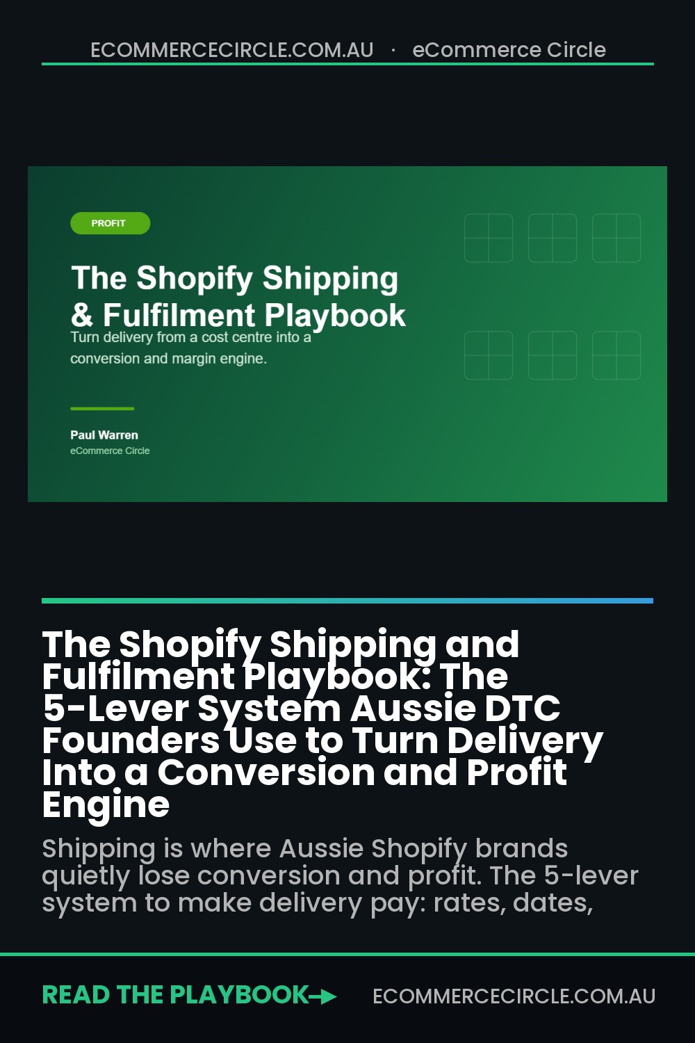 The Shopify Shipping and Fulfilment Playbook: The 5-Lever System Aussie DTC Founders Use to Turn Delivery Into a Conversion and Profit Engine