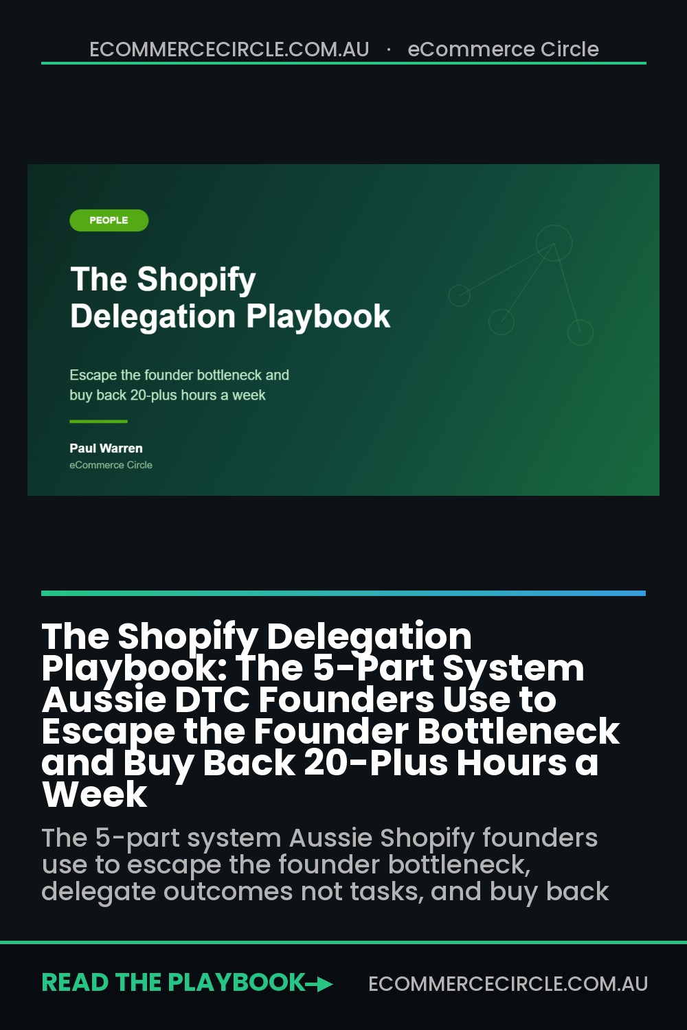 The Shopify Delegation Playbook: The 5-Part System Aussie DTC Founders Use to Escape the Founder Bottleneck and Buy Back 20-Plus Hours a Week