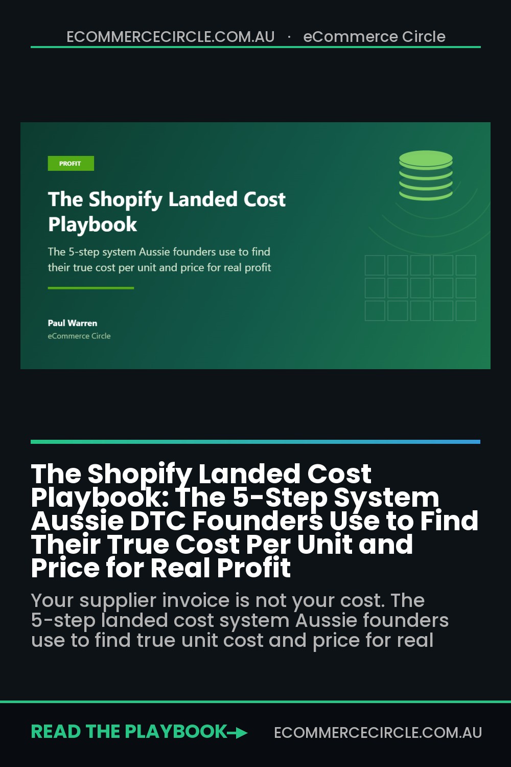 The Shopify Landed Cost Playbook: The 5-Step System Aussie DTC Founders Use to Find Their True Cost Per Unit and Price for Real Profit
