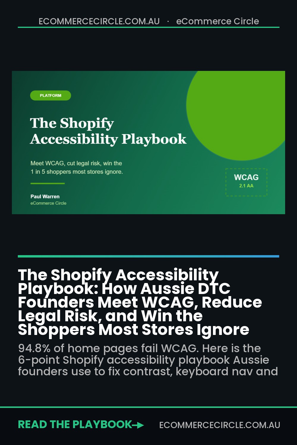The Shopify Accessibility Playbook: How Aussie DTC Founders Meet WCAG, Reduce Legal Risk, and Win the Shoppers Most Stores Ignore
