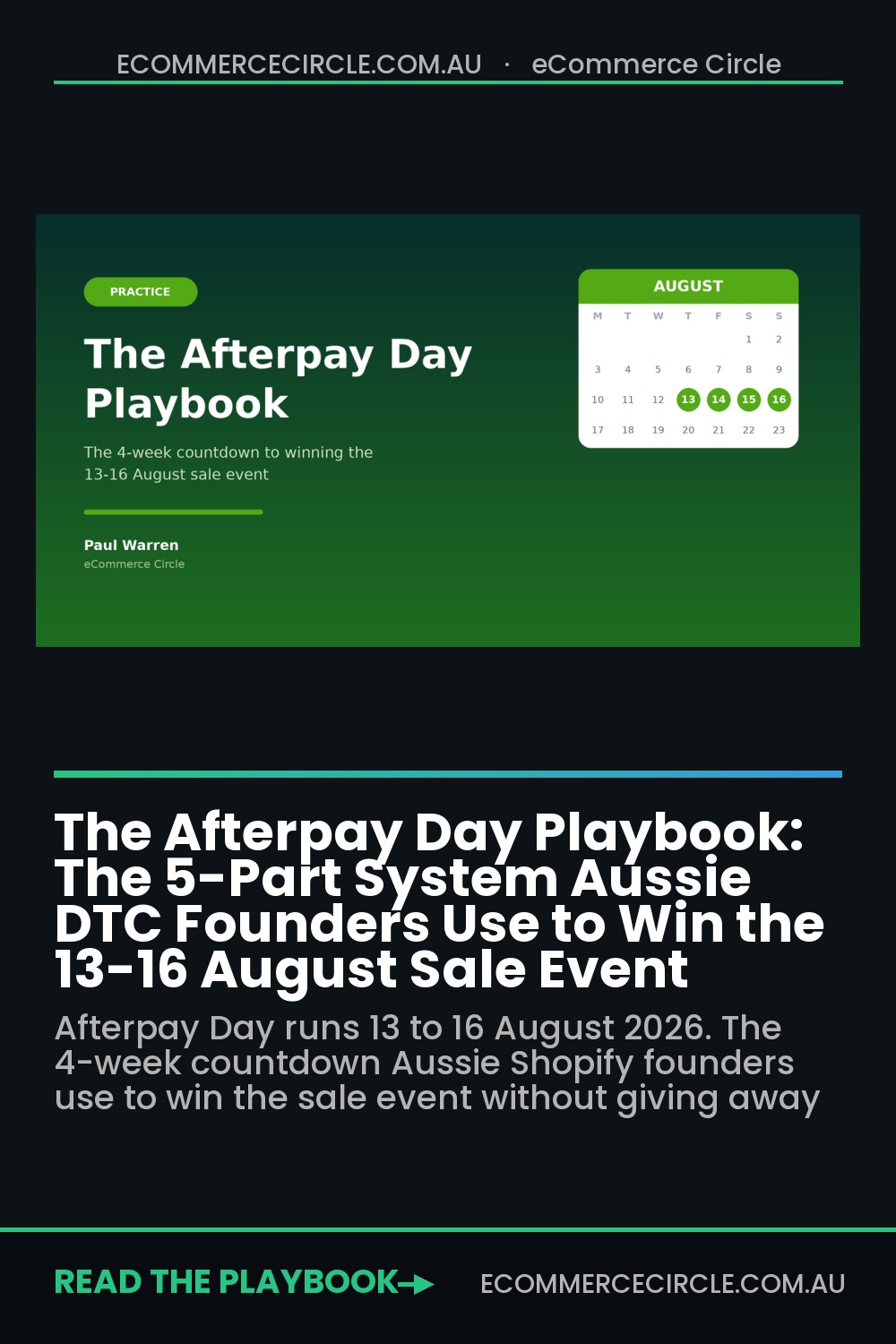 The Afterpay Day Playbook: The 5-Part System Aussie DTC Founders Use to Win the 13-16 August Sale Event