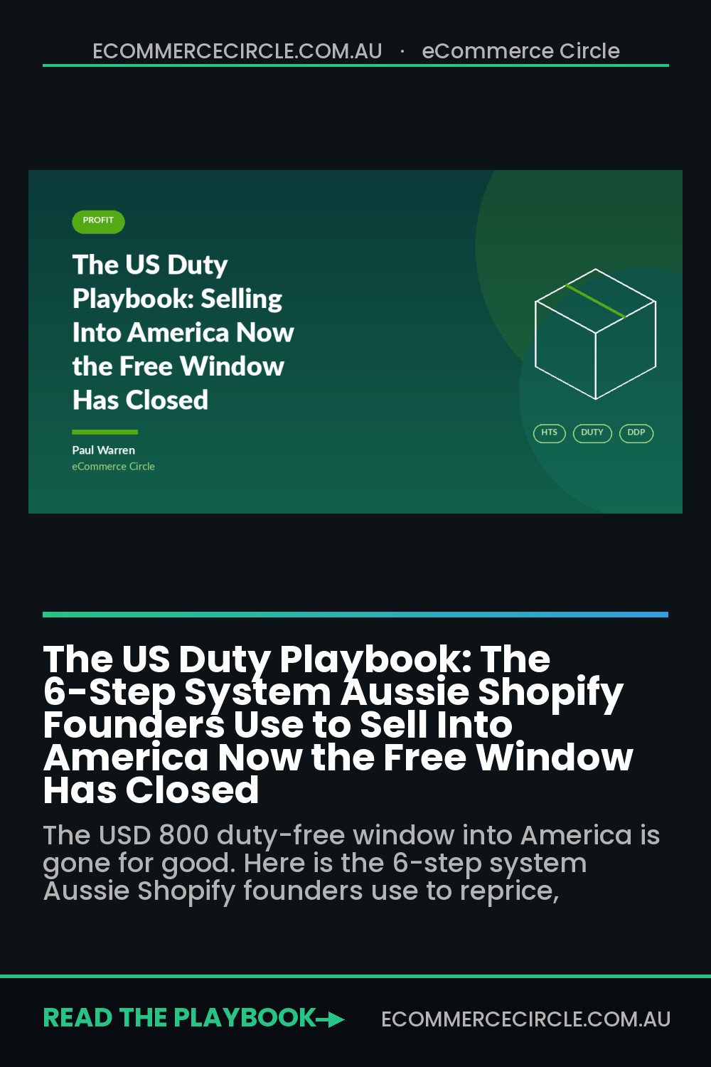 The US Duty Playbook: The 6-Step System Aussie Shopify Founders Use to Sell Into America Now the Free Window Has Closed