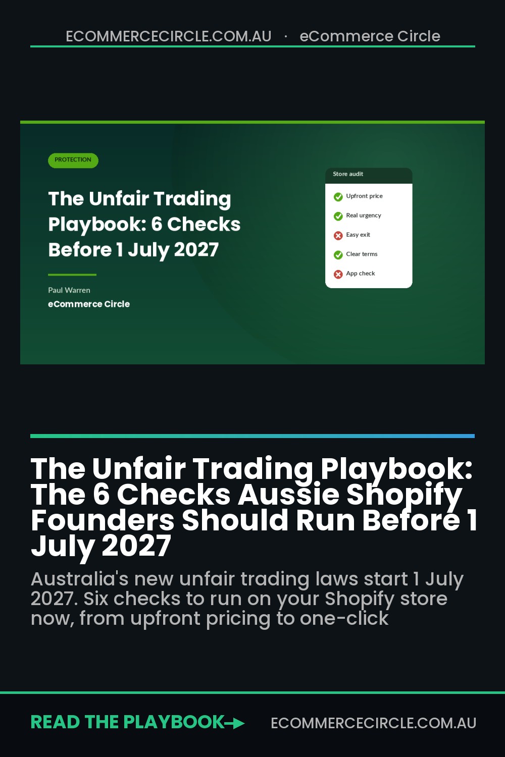 The Unfair Trading Playbook: The 6 Checks Aussie Shopify Founders Should Run Before 1 July 2027