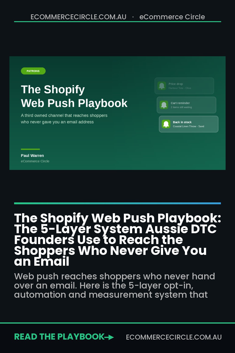 The Shopify Web Push Playbook: The 5-Layer System Aussie DTC Founders Use to Reach the Shoppers Who Never Give You an Email