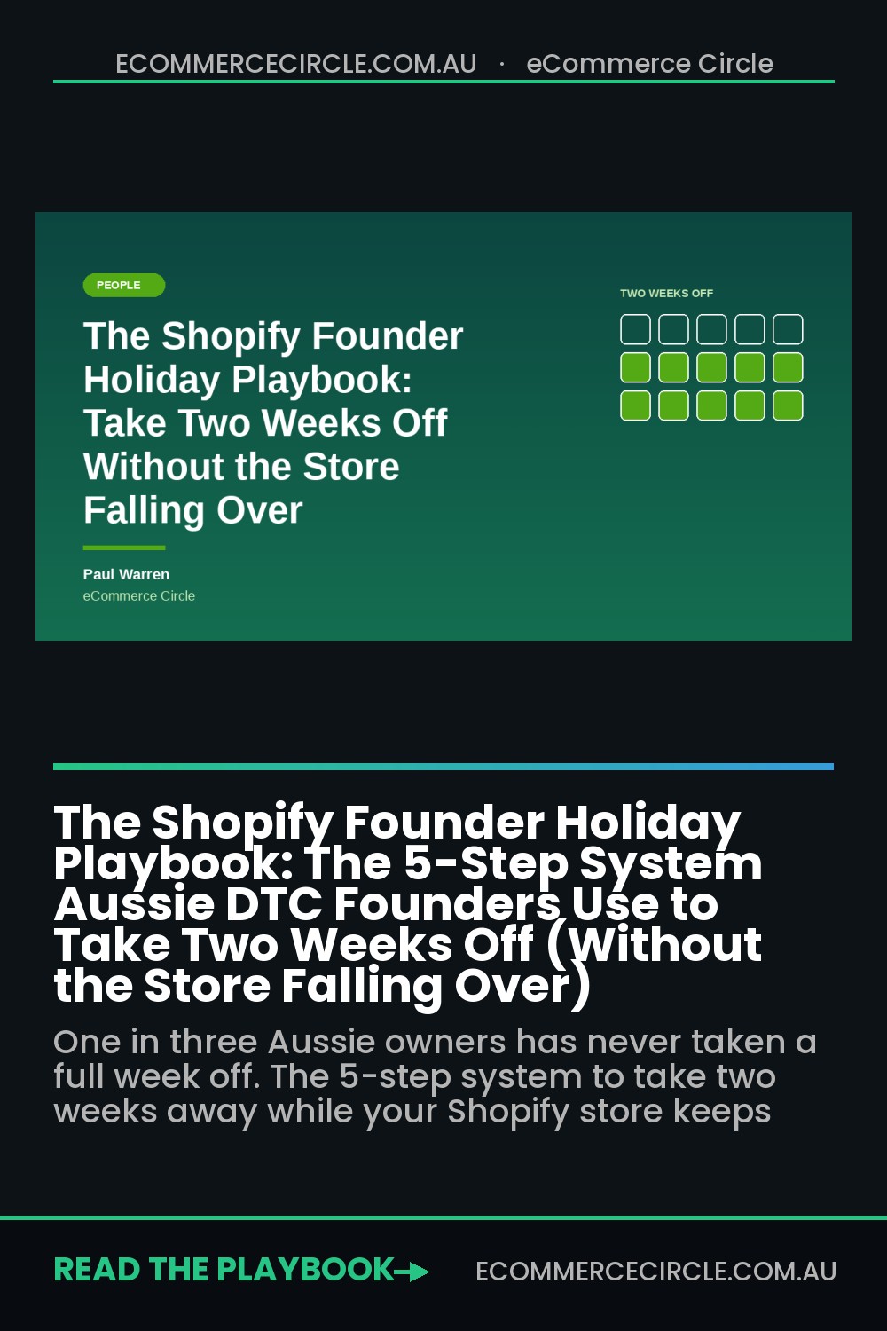 The Shopify Founder Holiday Playbook: The 5-Step System Aussie DTC Founders Use to Take Two Weeks Off (Without the Store Falling Over)