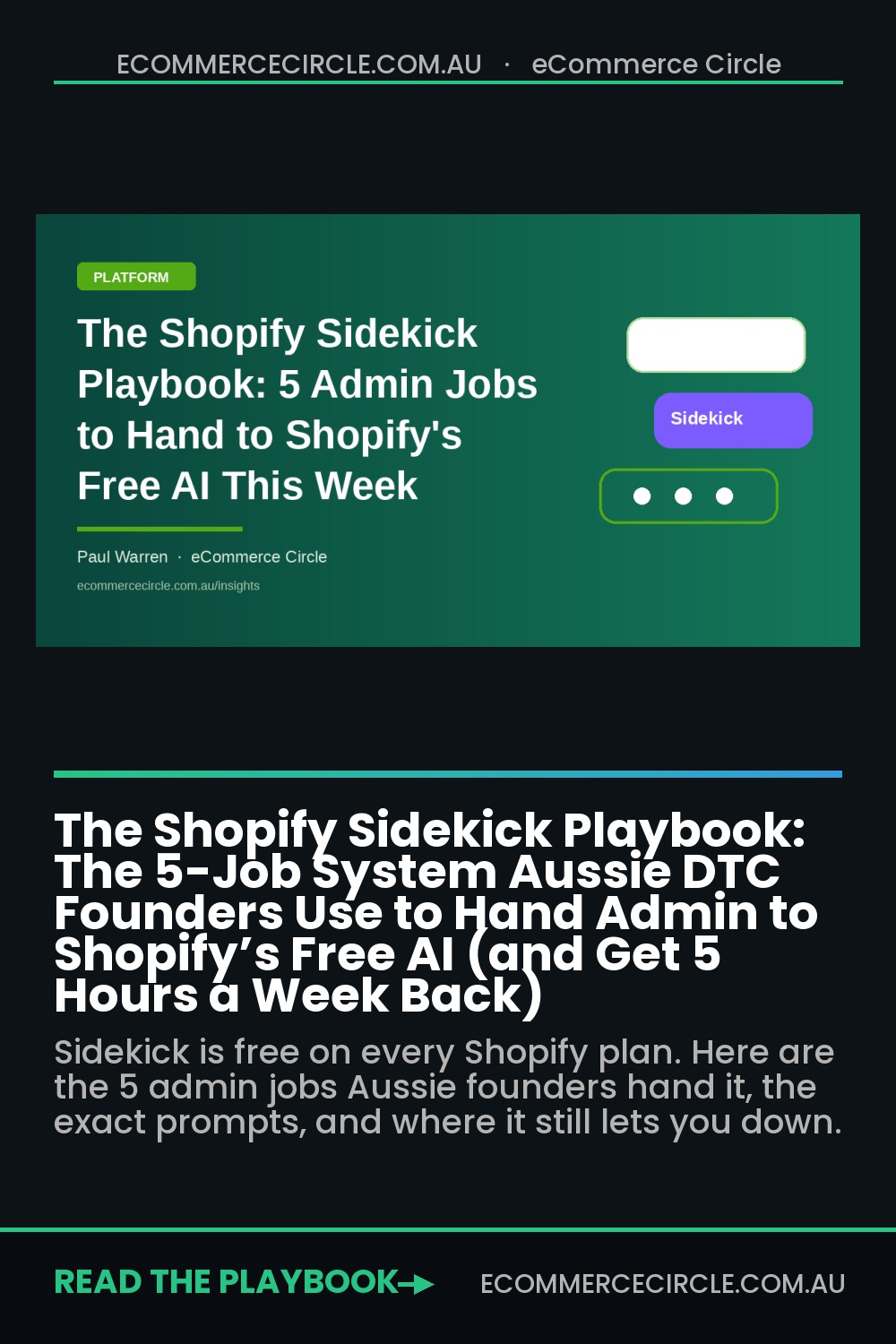 The Shopify Sidekick Playbook: The 5-Job System Aussie DTC Founders Use to Hand Admin to Shopify’s Free AI (and Get 5 Hours a Week Back)