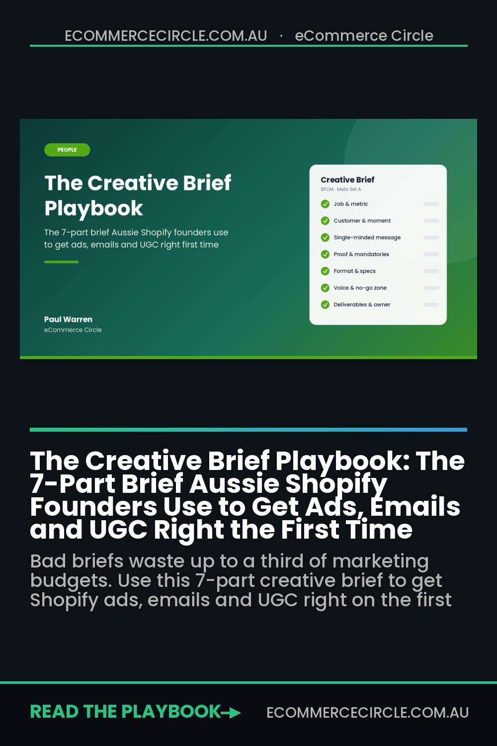 The Creative Brief Playbook: The 7-Part Brief Aussie Shopify Founders Use to Get Ads, Emails and UGC Right the First Time