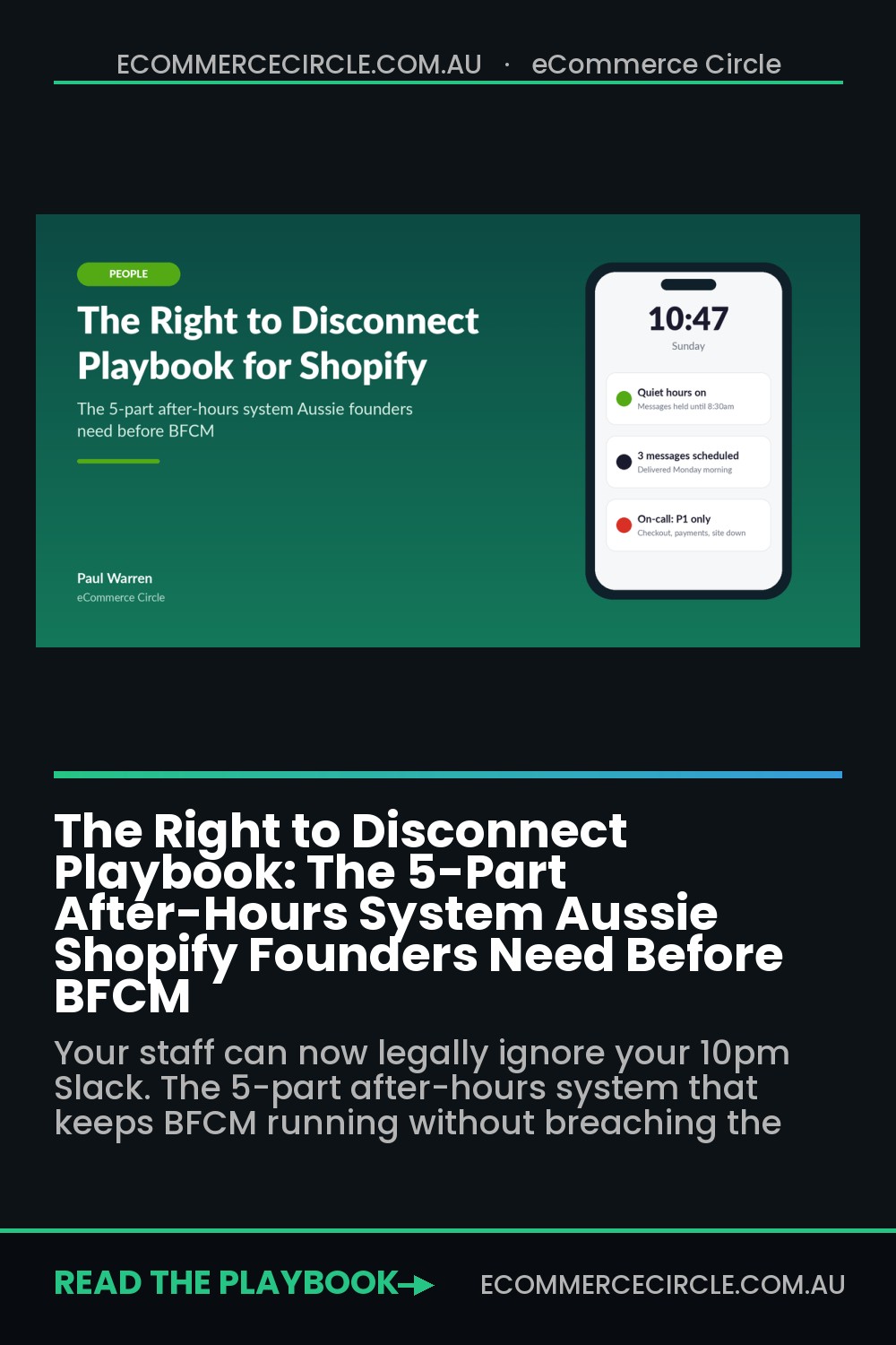 The Right to Disconnect Playbook: The 5-Part After-Hours System Aussie Shopify Founders Need Before BFCM