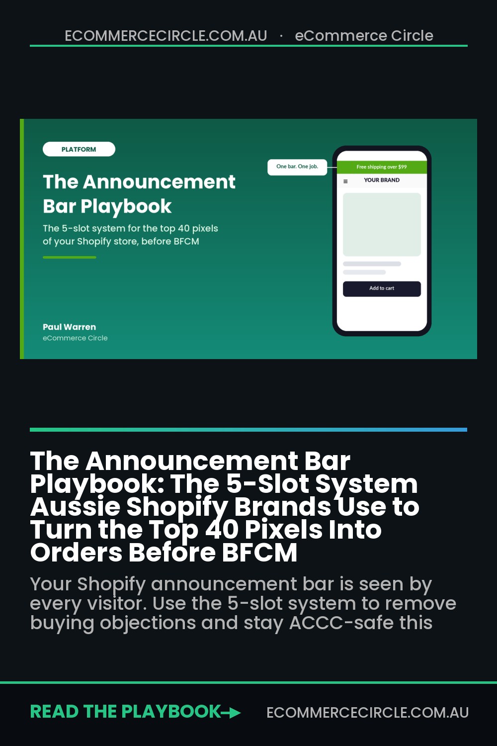 The Announcement Bar Playbook: The 5-Slot System Aussie Shopify Brands Use to Turn the Top 40 Pixels Into Orders Before BFCM
