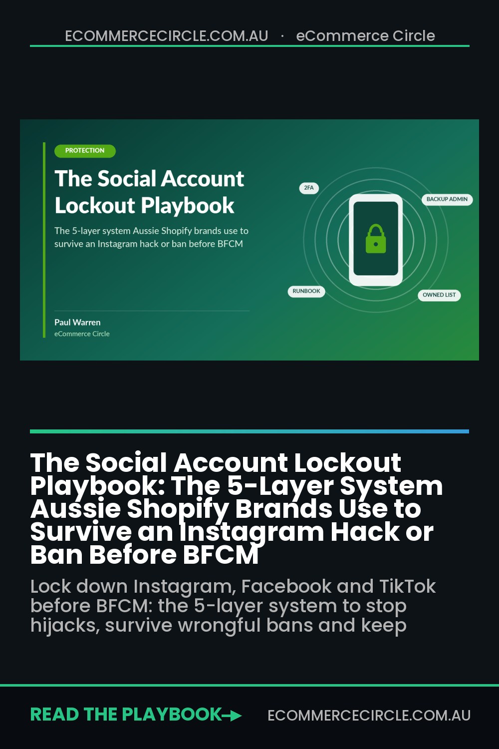 The Social Account Lockout Playbook: The 5-Layer System Aussie Shopify Brands Use to Survive an Instagram Hack or Ban Before BFCM