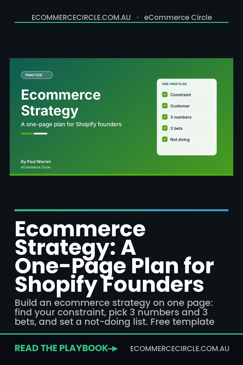 Ecommerce Strategy: A One-Page Plan for Shopify Founders